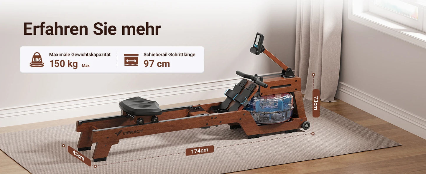 Premium Wasserrudergerät – Massivholzrudergerät für Heimfitness