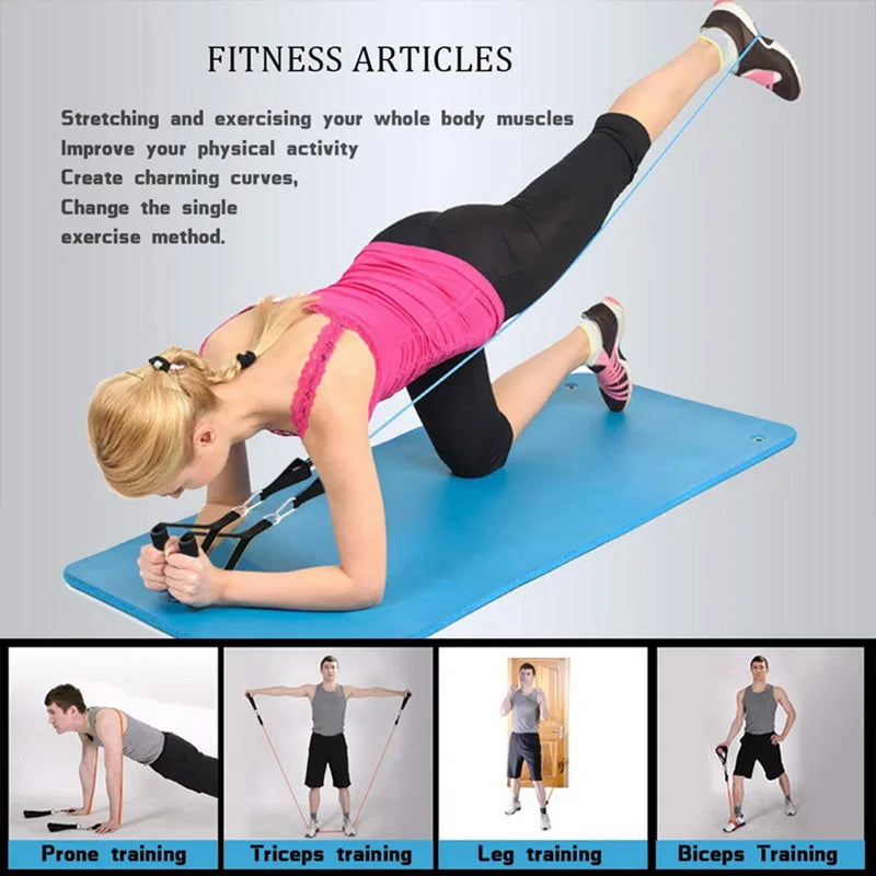 YUNEXA Widerstandsstangen- und -bänder-Set – Vielseitiges Fitnessgerät für Zuhause und unterwegs mit mehreren Varianten für Krafttraining – Pilates, Crossfit, Yoga, Bodybuilding