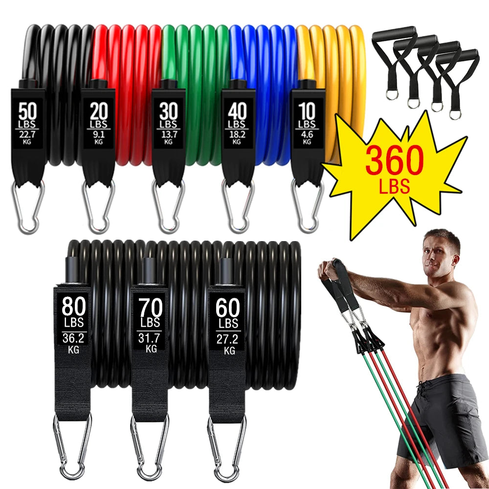 YUNEXA Widerstandsstangen- und -bänder-Set – Vielseitiges Fitnessgerät für Zuhause und unterwegs mit mehreren Varianten für Krafttraining – Pilates, Crossfit, Yoga, Bodybuilding