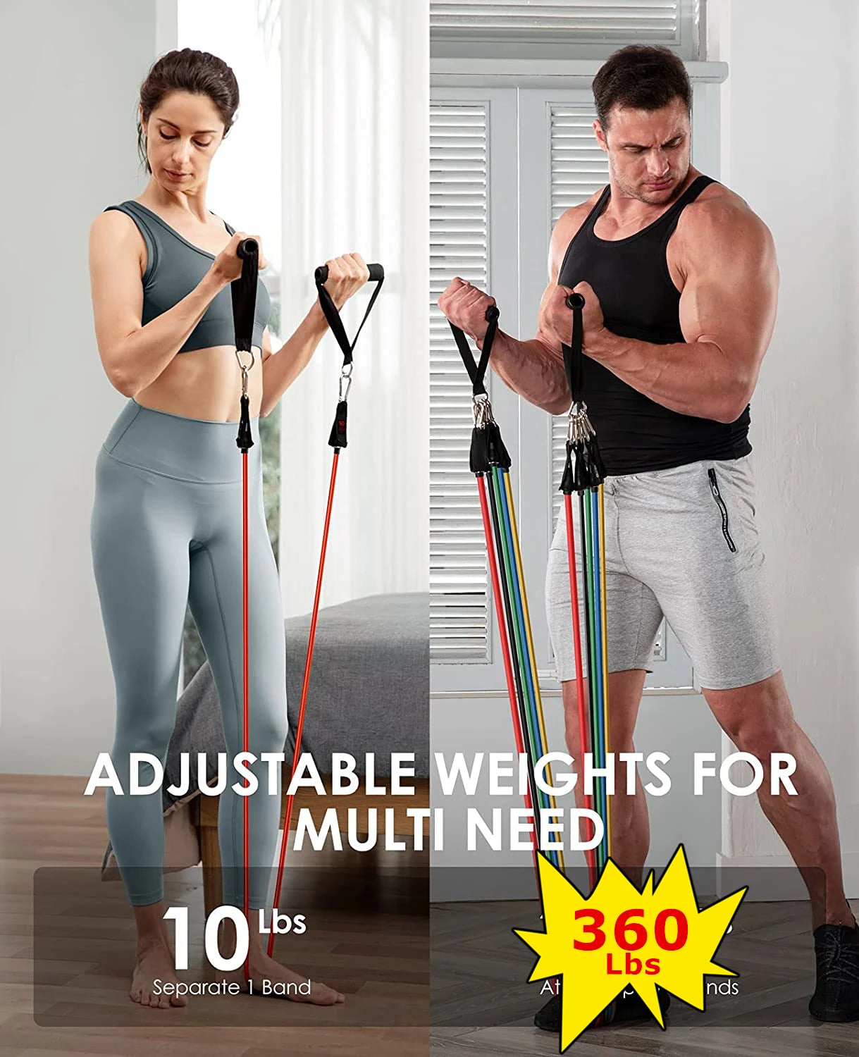 YUNEXA Widerstandsstangen- und -bänder-Set – Vielseitiges Fitnessgerät für Zuhause und unterwegs mit mehreren Varianten für Krafttraining – Pilates, Crossfit, Yoga, Bodybuilding