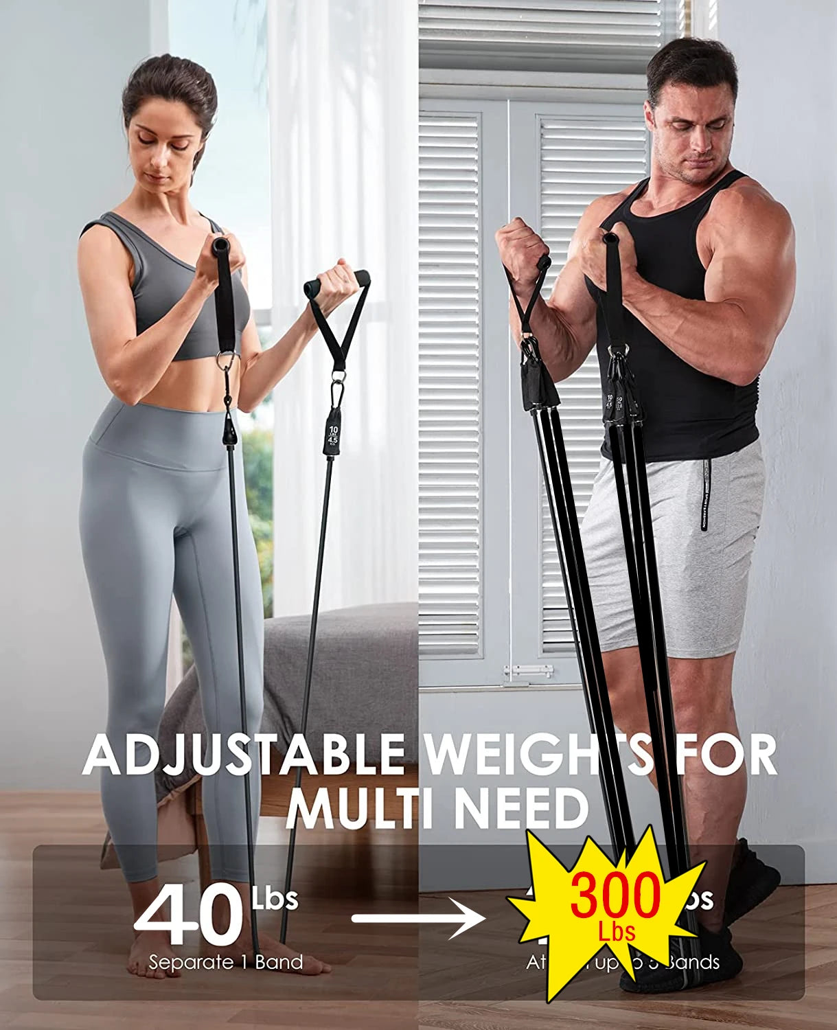 YUNEXA Widerstandsstangen- und -bänder-Set – Vielseitiges Fitnessgerät für Zuhause und unterwegs mit mehreren Varianten für Krafttraining – Pilates, Crossfit, Yoga, Bodybuilding