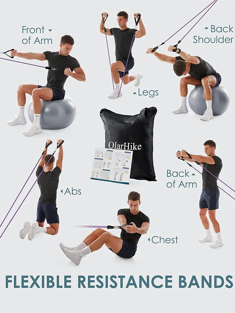 YUNEXA Widerstandsstangen- und -bänder-Set – Vielseitiges Fitnessgerät für Zuhause und unterwegs mit mehreren Varianten für Krafttraining – Pilates, Crossfit, Yoga, Bodybuilding