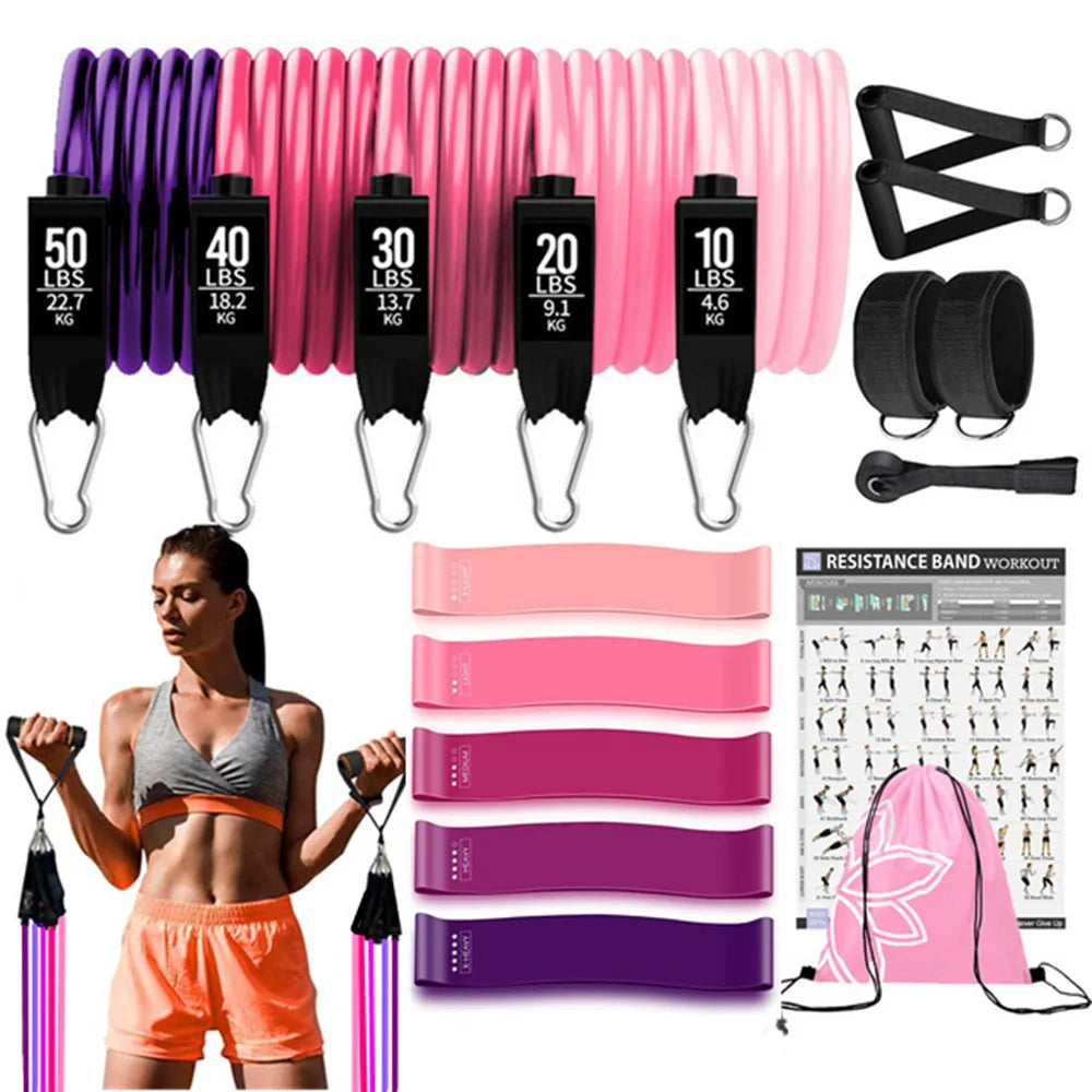 YUNEXA Widerstandsstangen- und -bänder-Set – Vielseitiges Fitnessgerät für Zuhause und unterwegs mit mehreren Varianten für Krafttraining – Pilates, Crossfit, Yoga, Bodybuilding