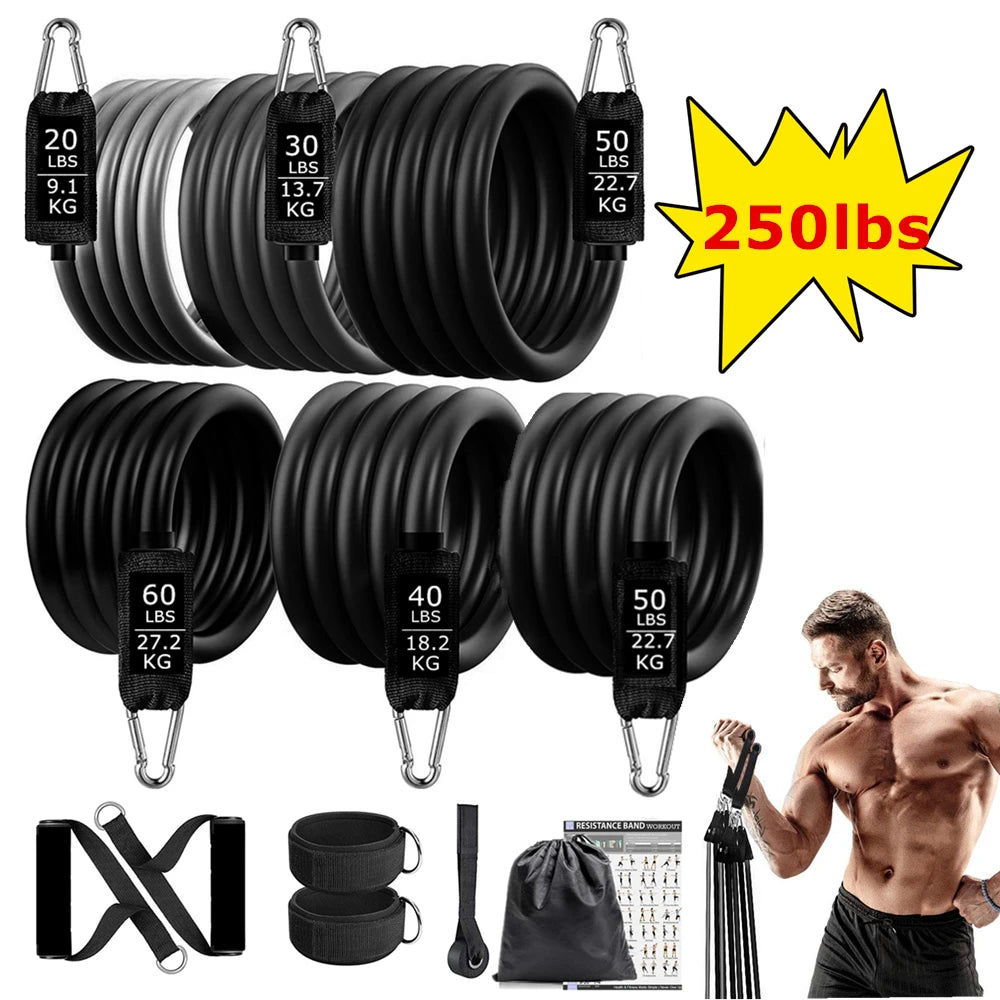 YUNEXA Widerstandsstangen- und -bänder-Set – Vielseitiges Fitnessgerät für Zuhause und unterwegs mit mehreren Varianten für Krafttraining – Pilates, Crossfit, Yoga, Bodybuilding