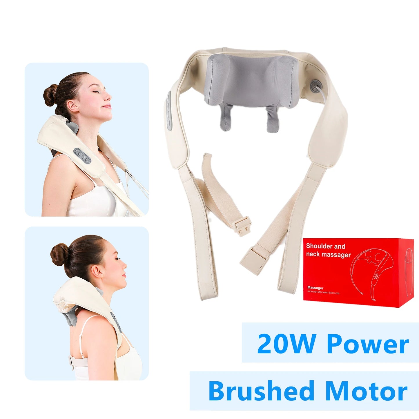 YUNEXA Nacken- und Schultermassagegerät – 26 W/20 W, kabellose Tiefenmassage mit Wärme zur Entspannung und Erholung