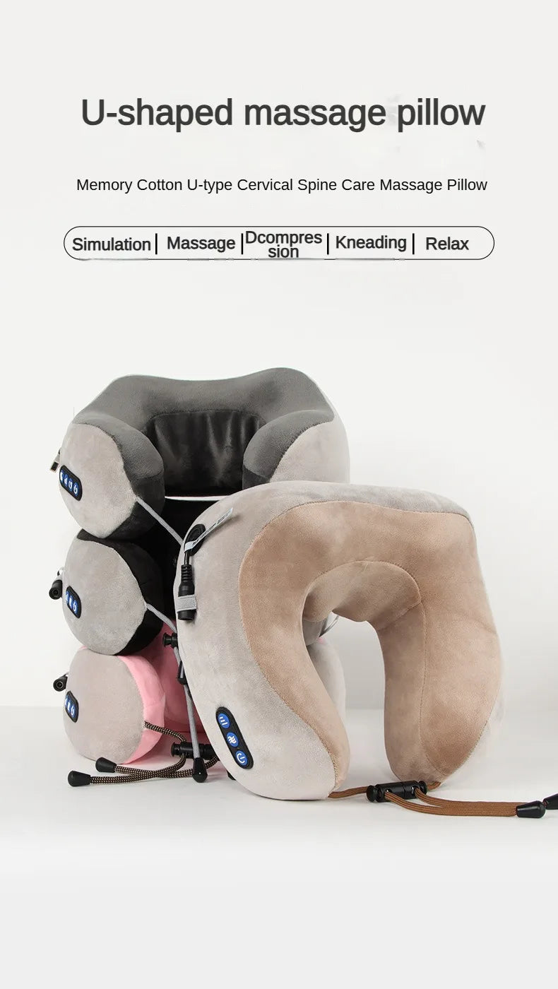 YUNEXA U-Shaped Rechargeable Neck Massager Pillow – Portable Shoulder and Cervical Massager for Relaxation and Comfort