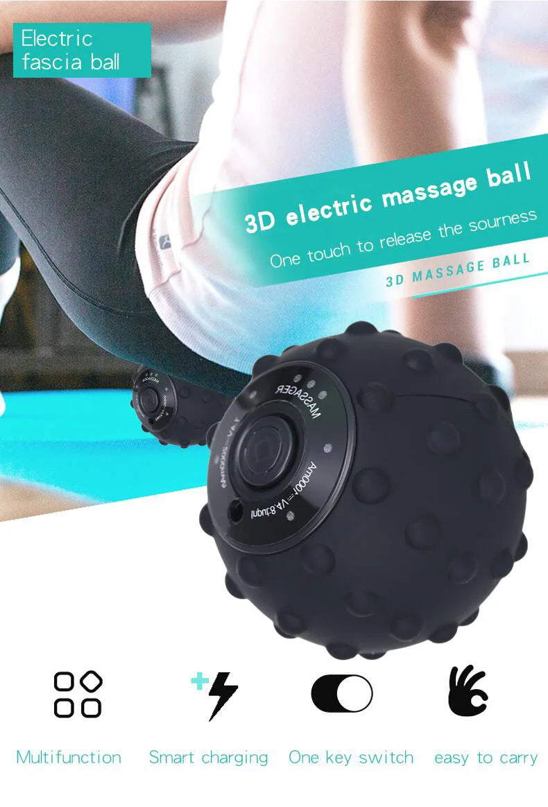 YUNEXA Electric Massage Ball with four vibration frequencies for targeted muscle relaxation and pain relief.