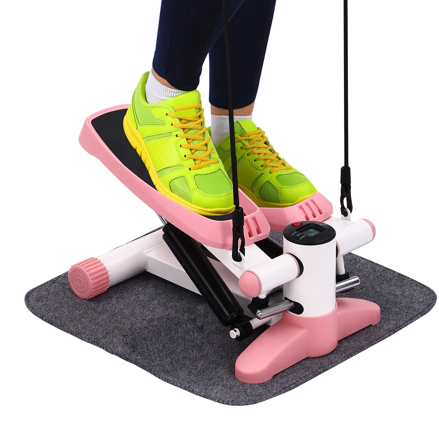 YUNEXA Fitness Stepper with resistance bands, LED display, and ergonomic design for effective home workouts.