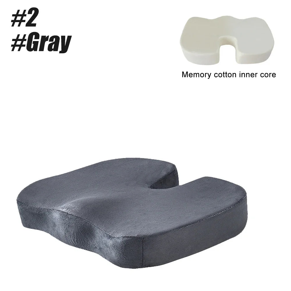 YUNEXA U-Shaped Memory Foam Seat Cushion for tailbone pain relief with breathable mesh cover.