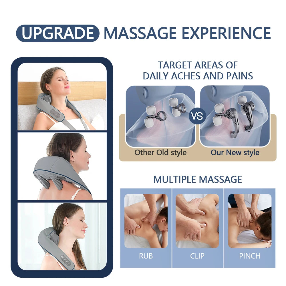 YUNEXA Nacken- und Schultermassagegerät – 26 W/20 W, kabellose Tiefenmassage mit Wärme zur Entspannung und Erholung