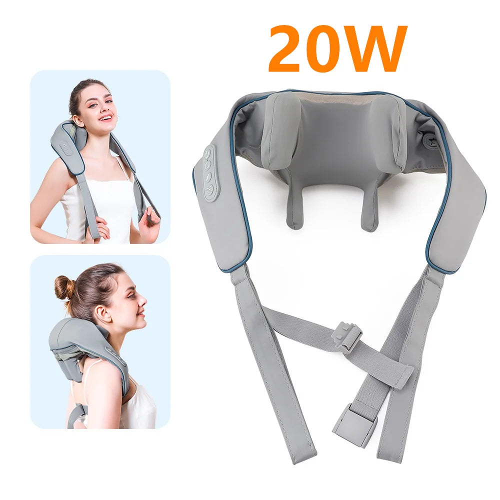 YUNEXA Nacken- und Schultermassagegerät – 26 W/20 W, kabellose Tiefenmassage mit Wärme zur Entspannung und Erholung