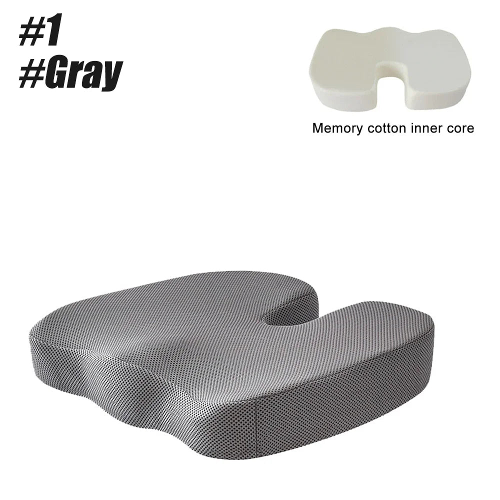 YUNEXA U-Shaped Memory Foam Seat Cushion for tailbone pain relief with breathable mesh cover