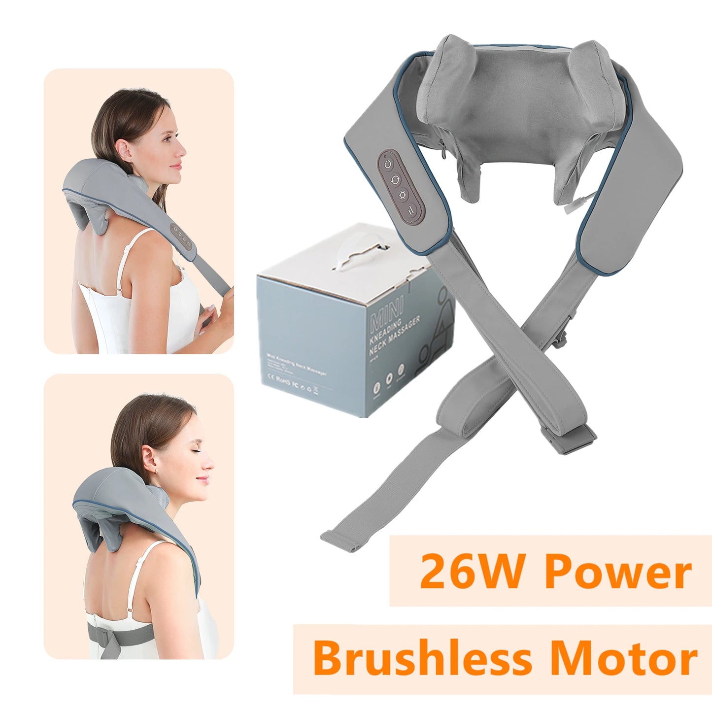 YUNEXA Nacken- und Schultermassagegerät – 26 W/20 W, kabellose Tiefenmassage mit Wärme zur Entspannung und Erholung