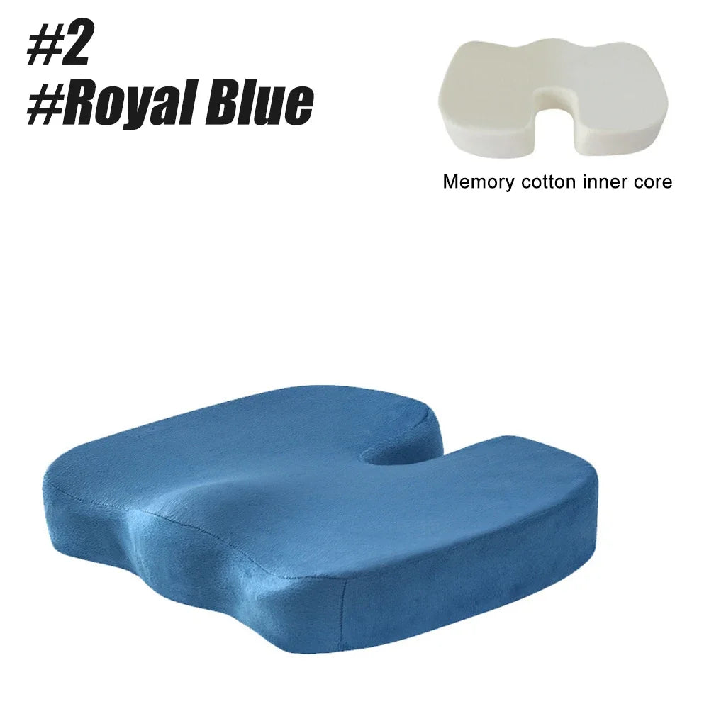 YUNEXA U-Shaped Memory Foam Seat Cushion for tailbone pain relief with breathable mesh cover.