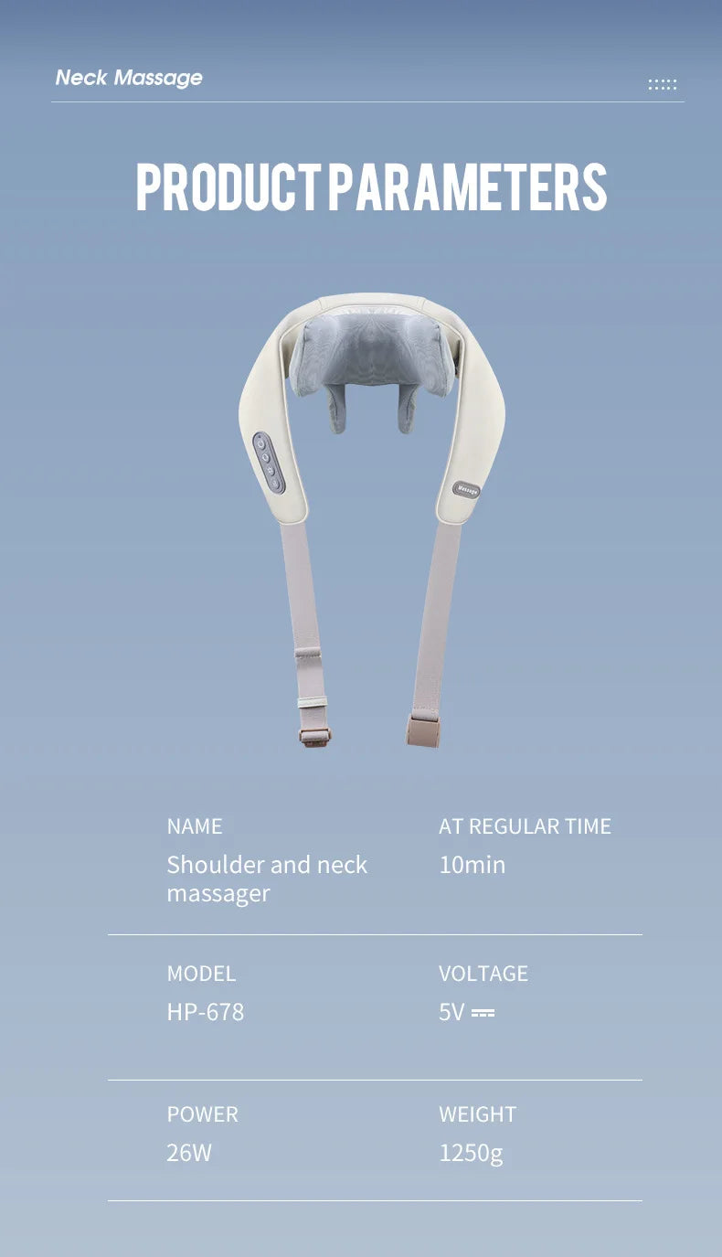 YUNEXA Nacken- und Schultermassagegerät – 26 W/20 W, kabellose Tiefenmassage mit Wärme zur Entspannung und Erholung