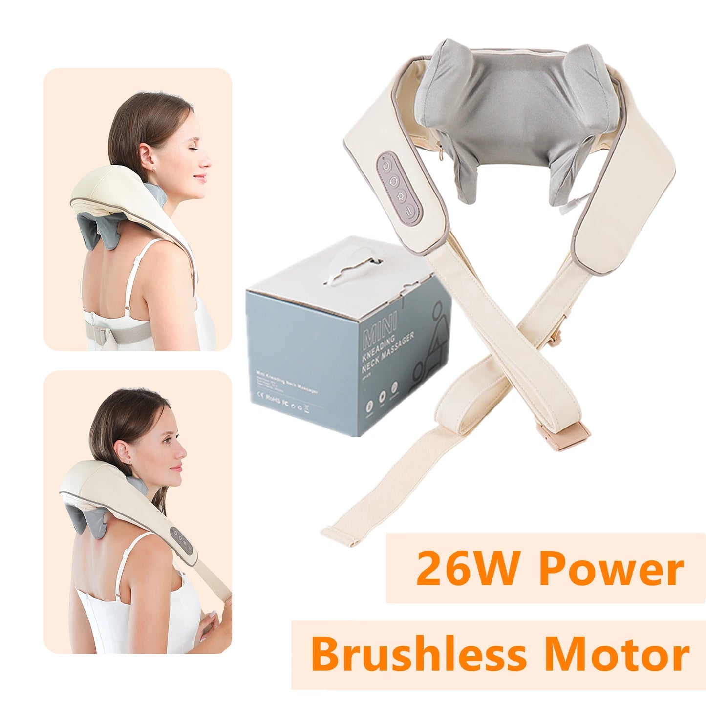 YUNEXA Nacken- und Schultermassagegerät – 26 W/20 W, kabellose Tiefenmassage mit Wärme zur Entspannung und Erholung