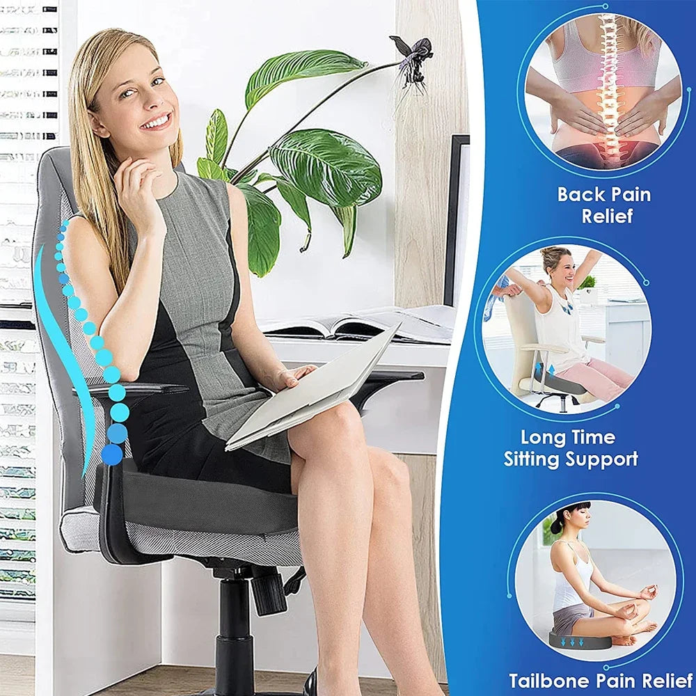 YUNEXA U-Shaped Memory Foam Seat Cushion for tailbone pain relief with breathable mesh cover