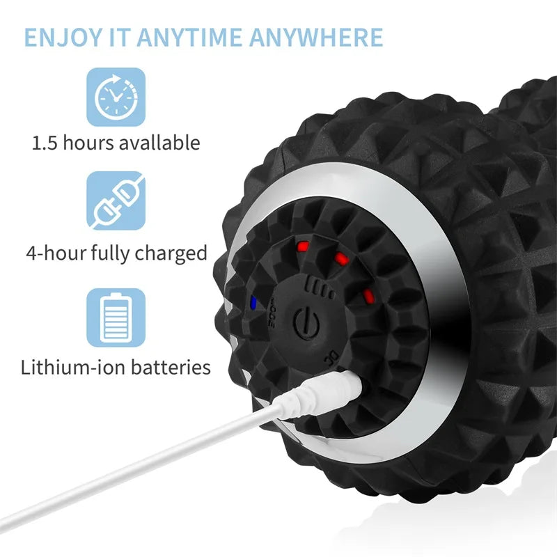 YUNEXA Electric Massage Ball with four vibration frequencies for targeted muscle relaxation and pain relief.