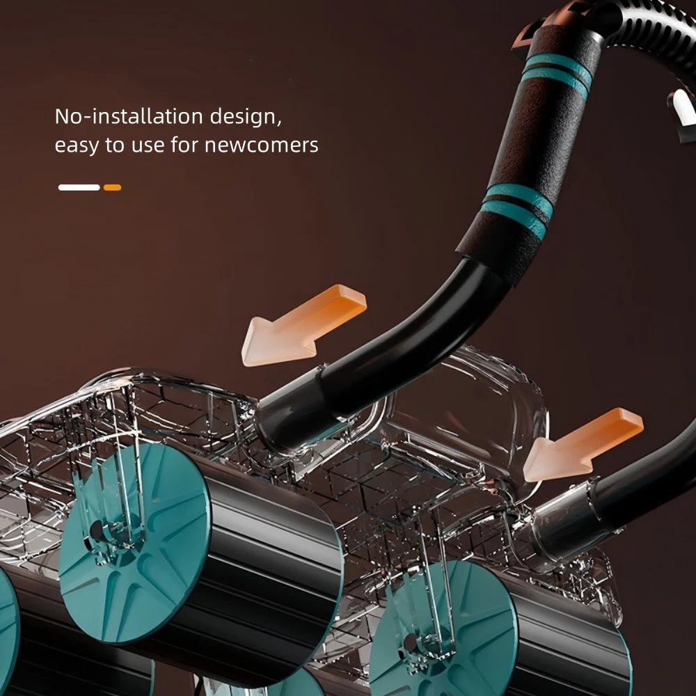 YUNEXA Six-Wheel Abdominal Roller with automatic rebound and anti-slip design for effective core strength training.