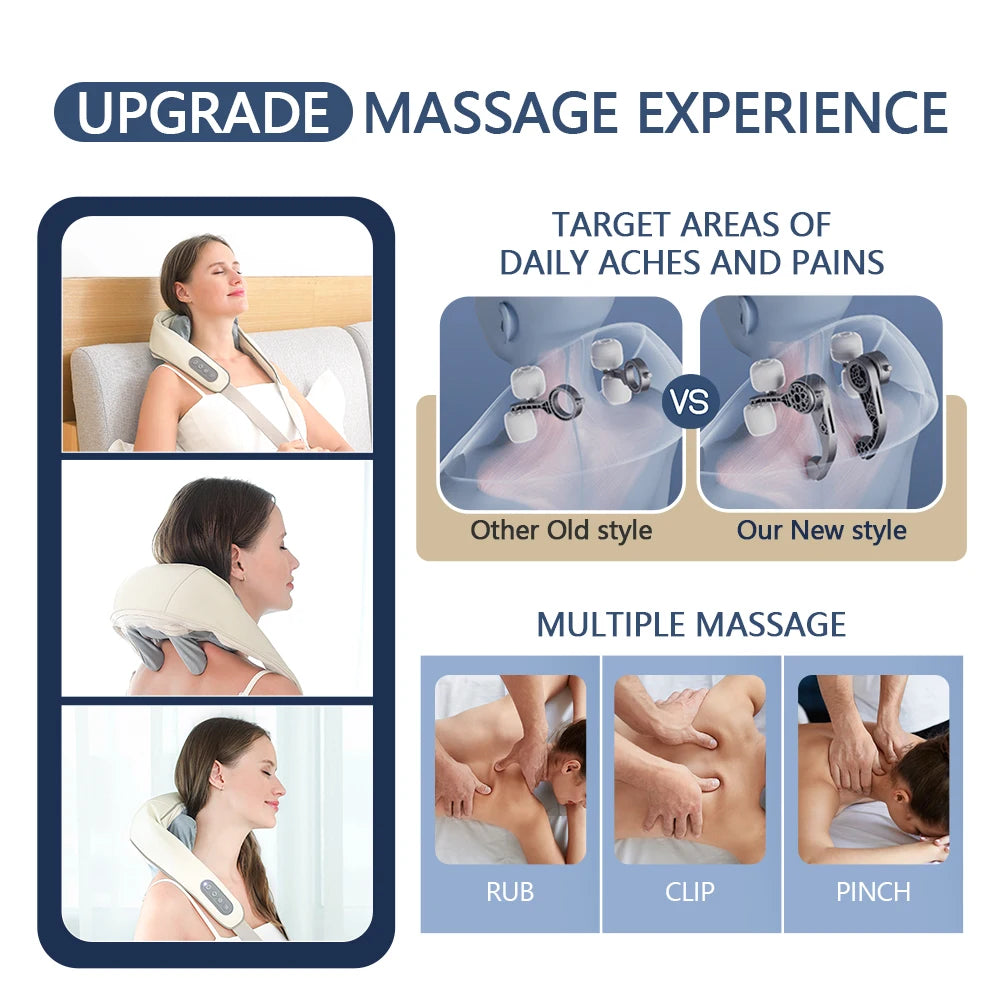 YUNEXA Nacken- und Schultermassagegerät – 26 W/20 W, kabellose Tiefenmassage mit Wärme zur Entspannung und Erholung