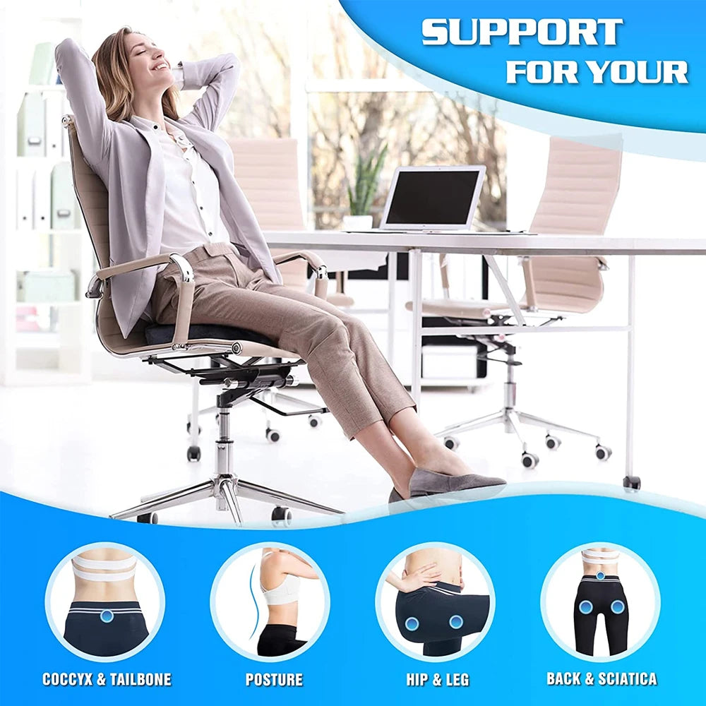 YUNEXA U-Shaped Memory Foam Seat Cushion for tailbone pain relief with breathable mesh cover.