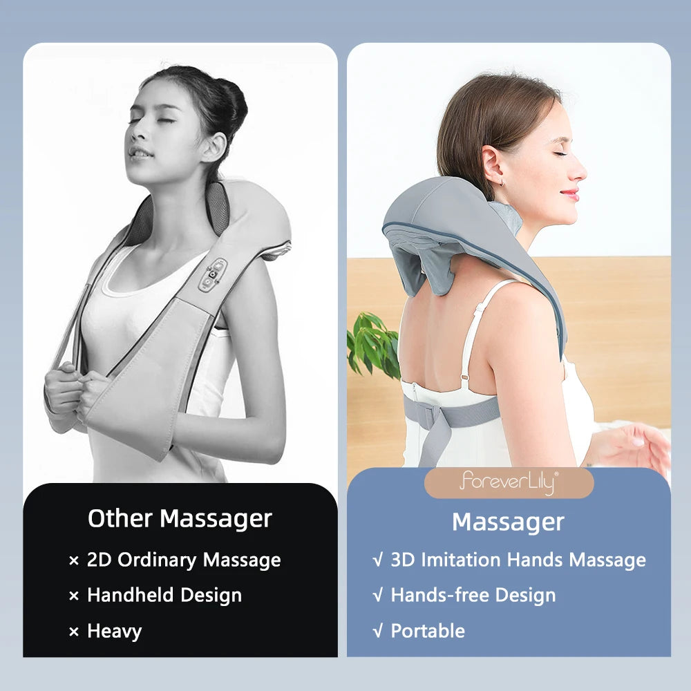 YUNEXA Nacken- und Schultermassagegerät – 26 W/20 W, kabellose Tiefenmassage mit Wärme zur Entspannung und Erholung