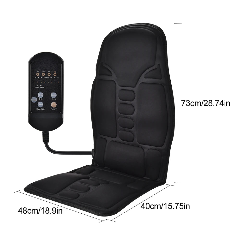 YUNEXA Infrared Full-Body Massage Chair Cushion with vibrating and heating functions for car, home, and office use.