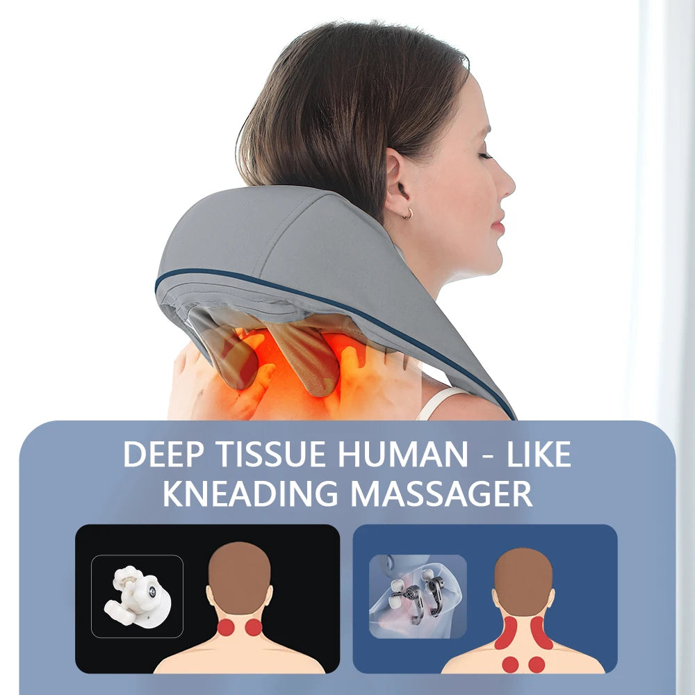 YUNEXA Nacken- und Schultermassagegerät – 26 W/20 W, kabellose Tiefenmassage mit Wärme zur Entspannung und Erholung