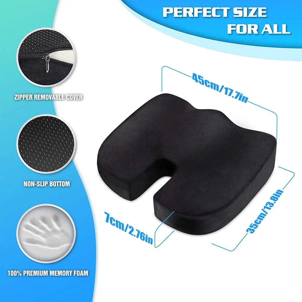 YUNEXA U-Shaped Memory Foam Seat Cushion for tailbone pain relief with breathable mesh cover
