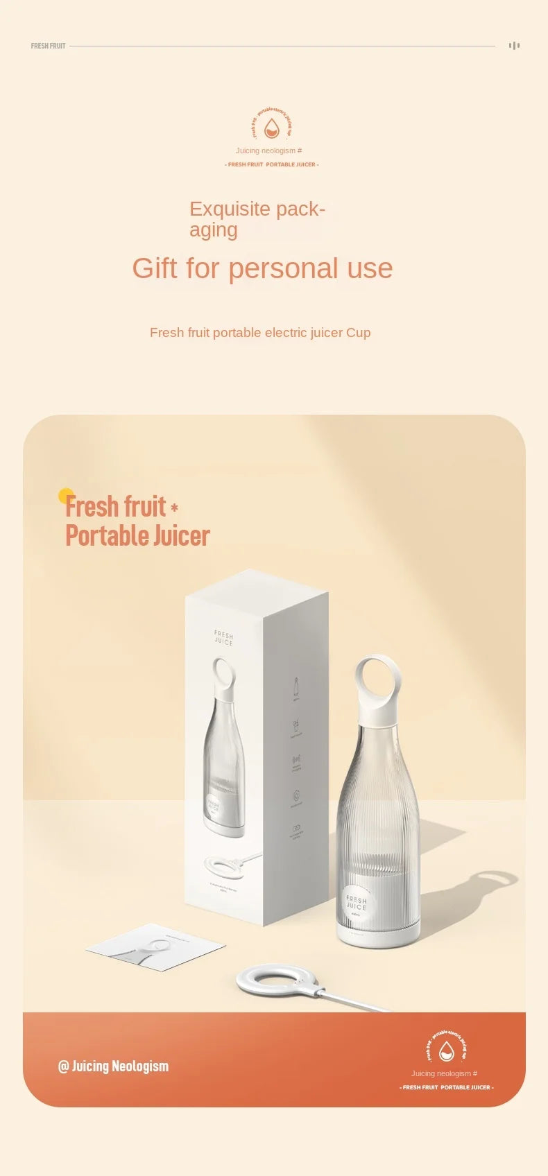 YUNEXA 450ML Electric Juicer – Fresh Juice Anywhere, Anytime