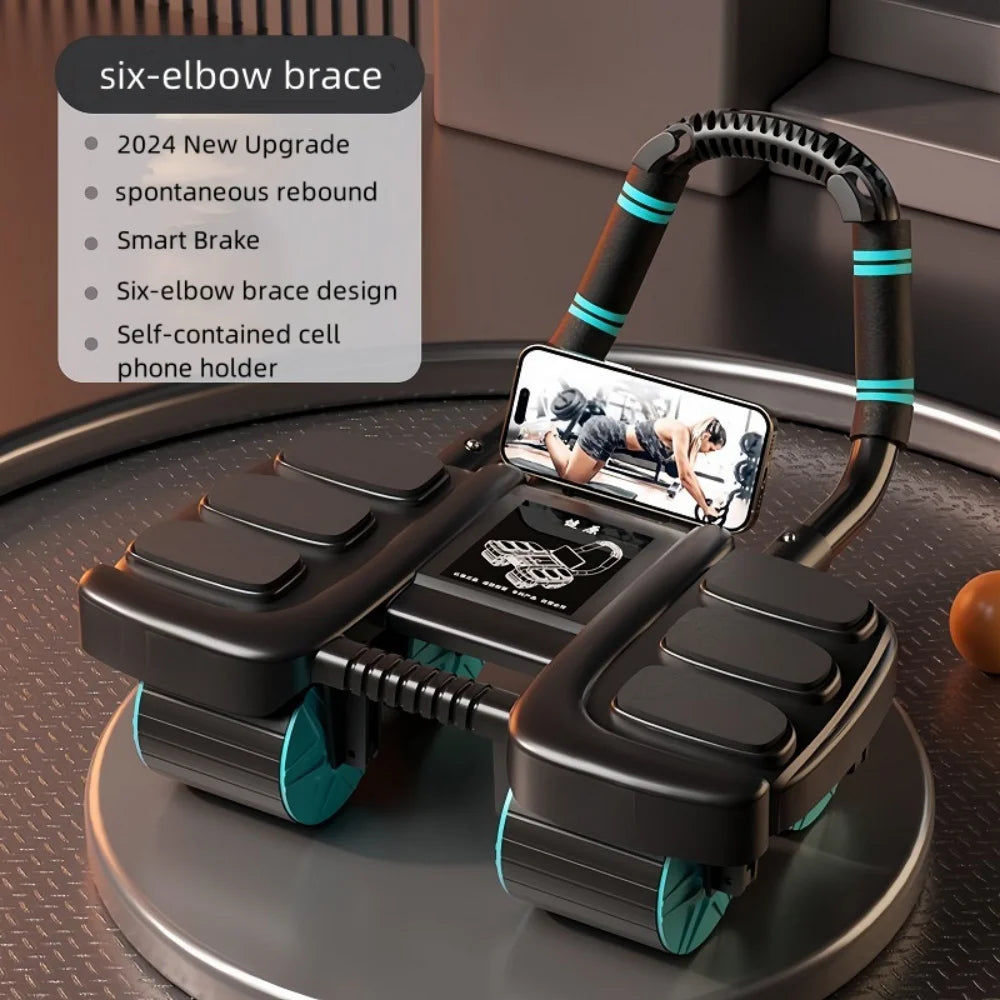 YUNEXA Six-Wheel Abdominal Roller with automatic rebound and anti-slip design for effective core strength training.
