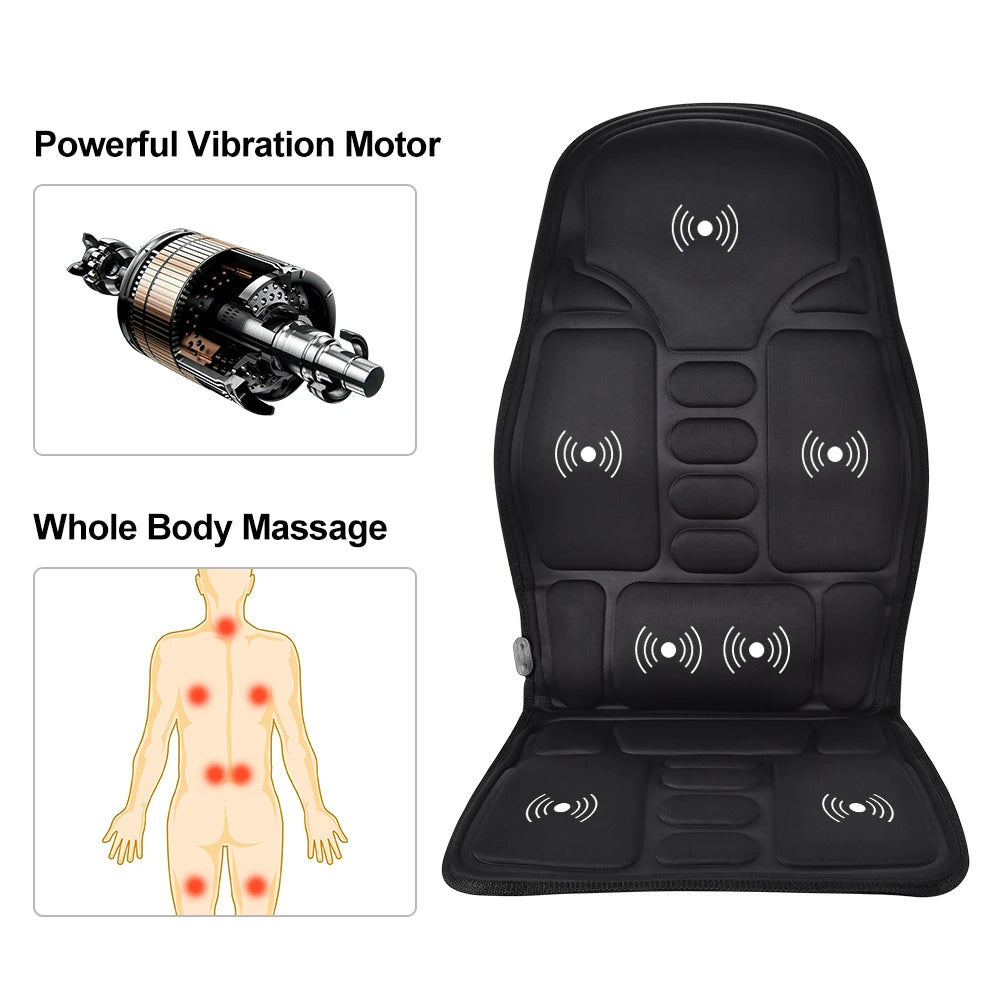 YUNEXA Elektrisches Rückenmassage-Stuhlkissen – Infrarot-Ganzkörper-Heizvibrator für Auto, Zuhause und Büro