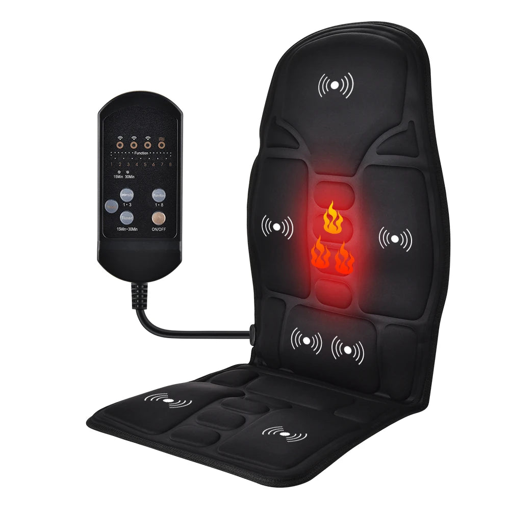 YUNEXA Infrared Full-Body Massage Chair Cushion with vibrating and heating functions for car, home, and office use.