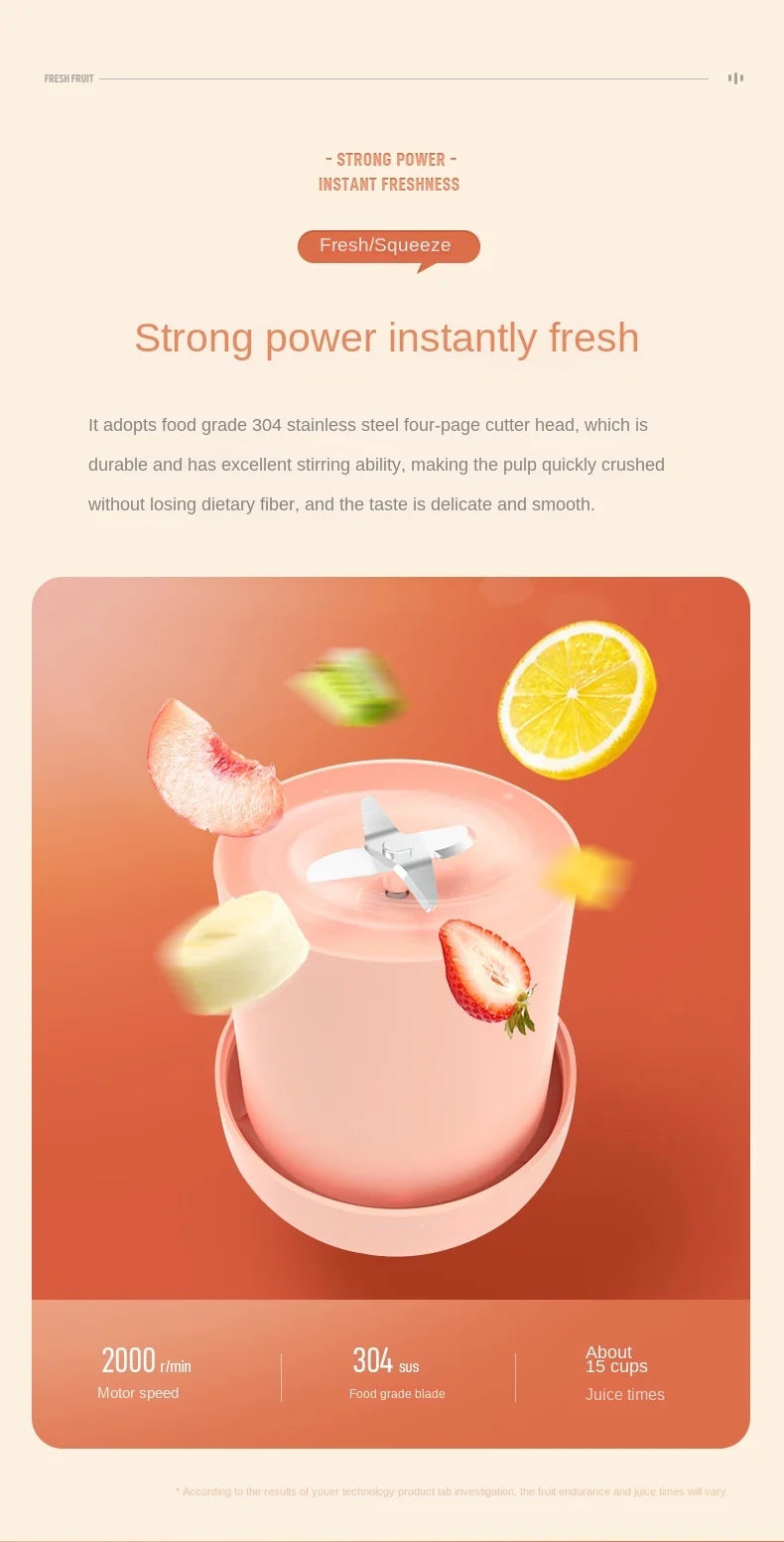 YUNEXA 450ML Electric Juicer – Fresh Juice Anywhere, Anytime