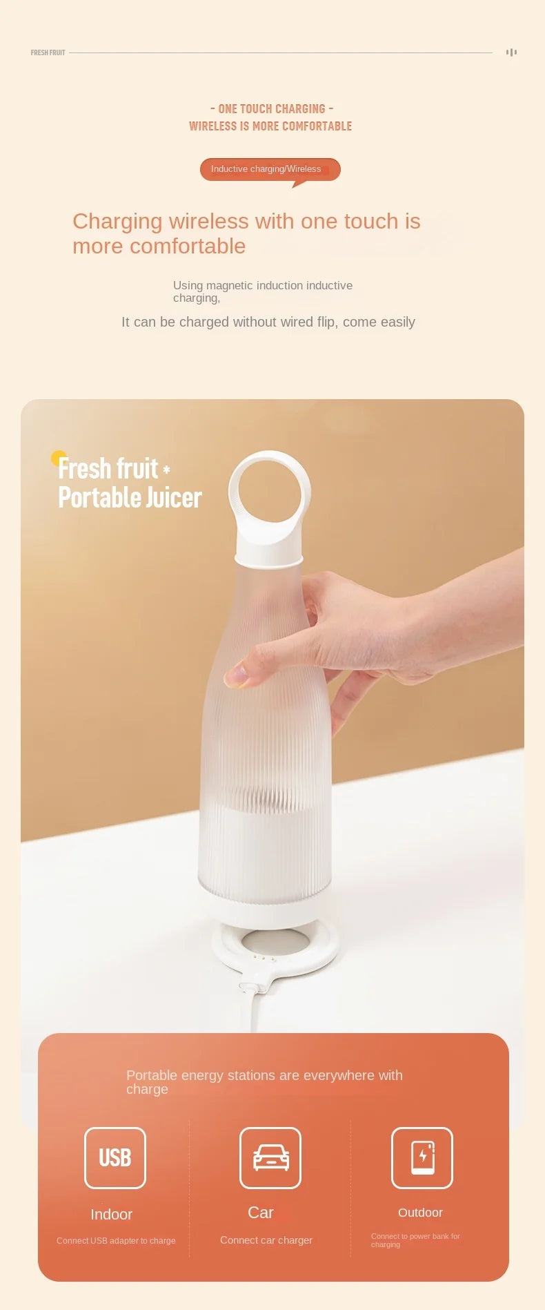YUNEXA 450ML Electric Juicer – Fresh Juice Anywhere, Anytime