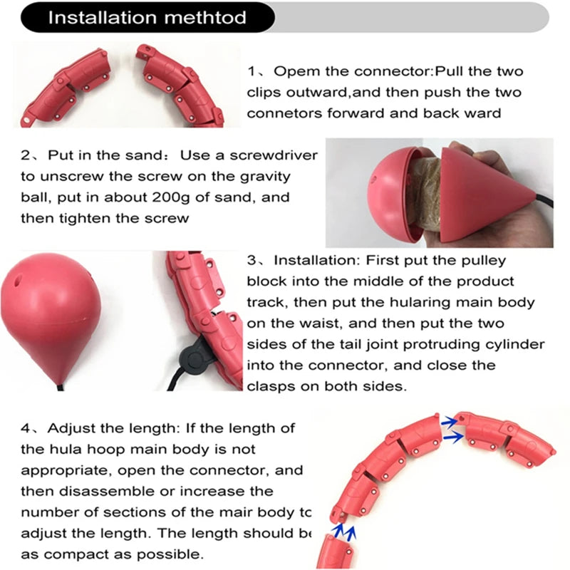 How to fill the weighted ball for the YUNEXA Smart Circle Hoop with sand or powder.