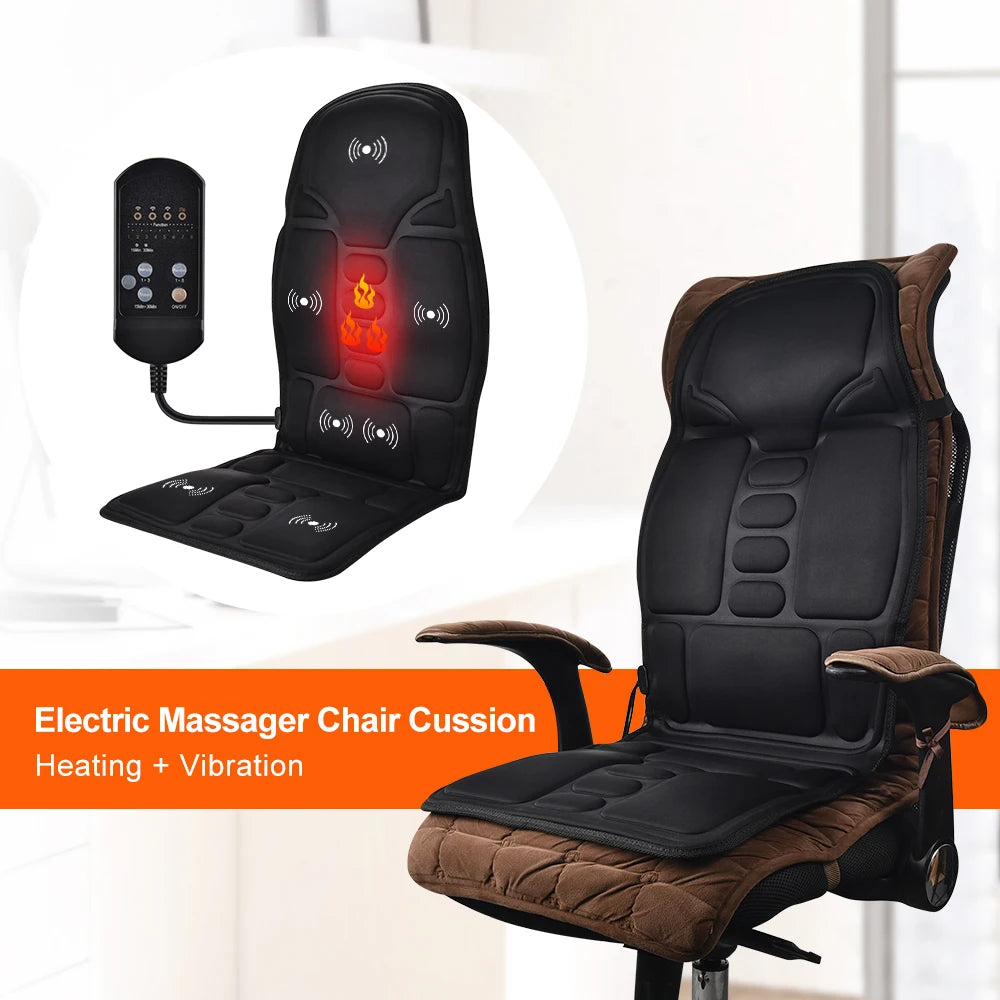 YUNEXA Elektrisches Rückenmassage-Stuhlkissen – Infrarot-Ganzkörper-Heizvibrator für Auto, Zuhause und Büro