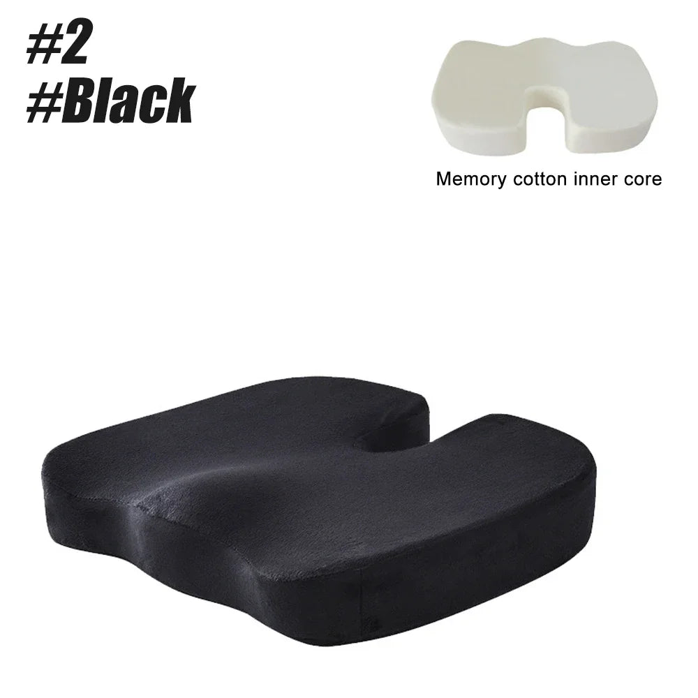 YUNEXA U-Shaped Memory Foam Seat Cushion for tailbone pain relief with breathable mesh cover.