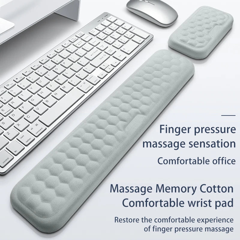 YUNEXA ergonomic keyboard and mouse wrist rest with memory foam and non-slip base for typing and gaming comfort.
