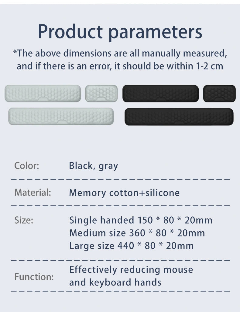 YUNEXA ergonomic keyboard and mouse wrist rest with memory foam and non-slip base for typing and gaming comfort.