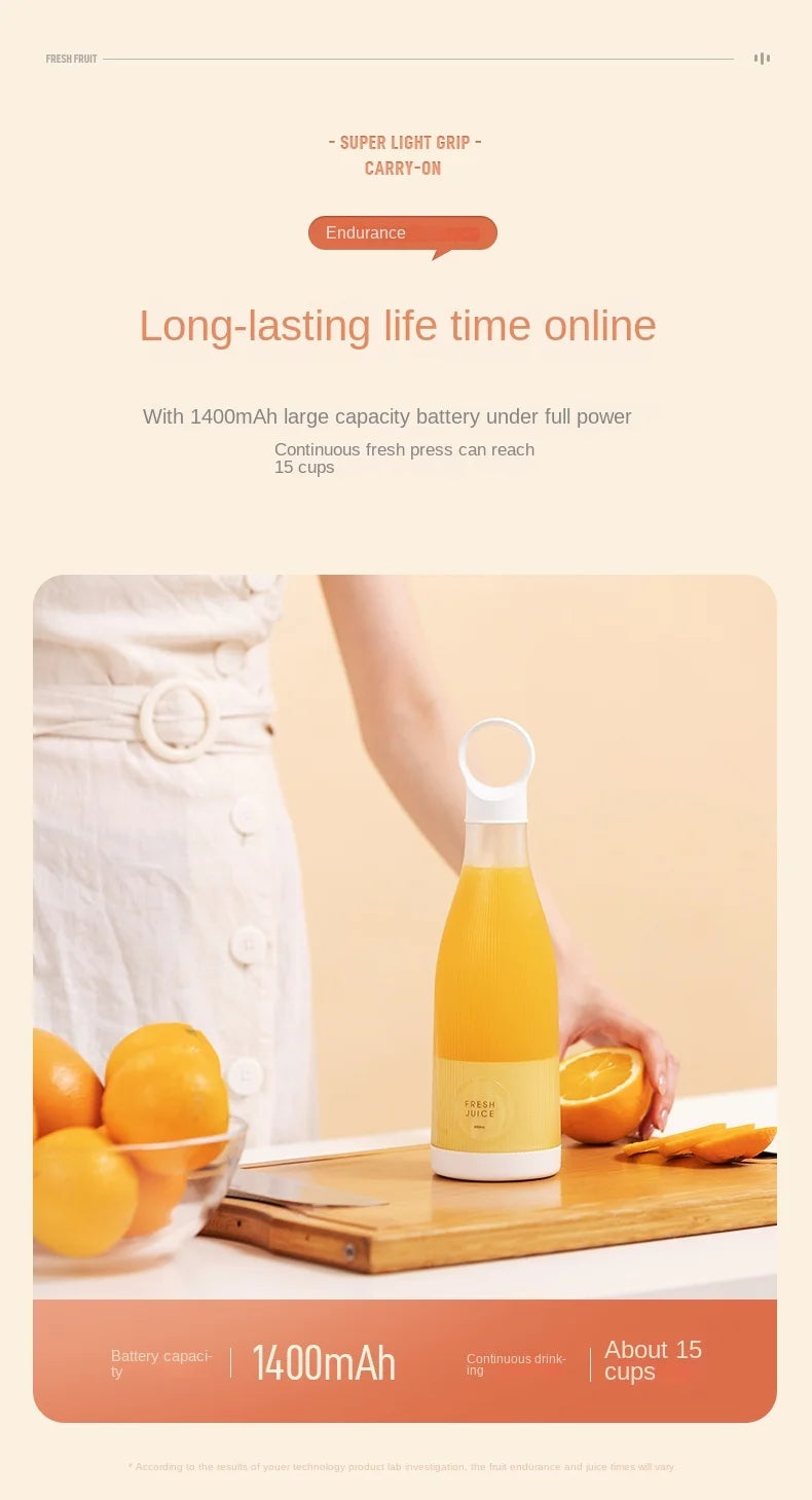 YUNEXA 450ML Electric Juicer – Fresh Juice Anywhere, Anytime