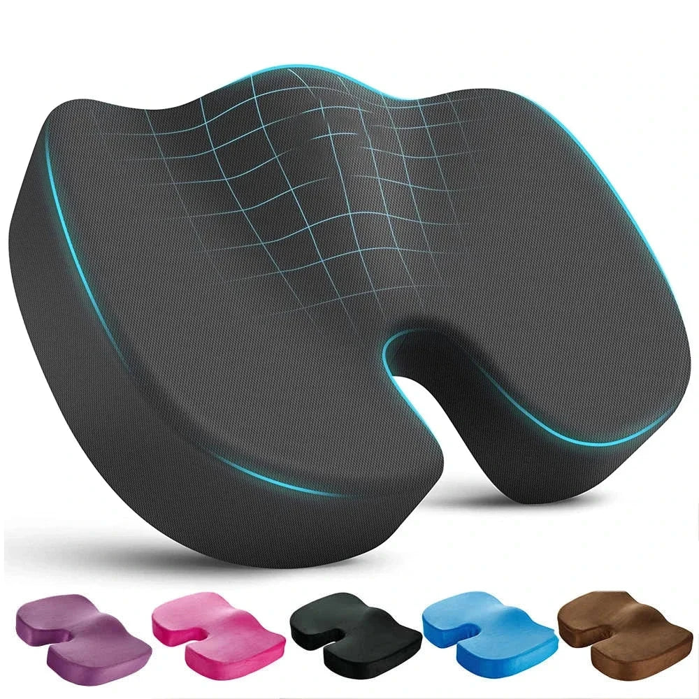 YUNEXA U-Shaped Memory Foam Seat Cushion for tailbone pain relief with breathable mesh cover