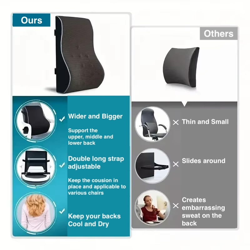 YUNEXA Memory Foam Non-Slip Seat Cushion for office chairs with removable and washable cover.