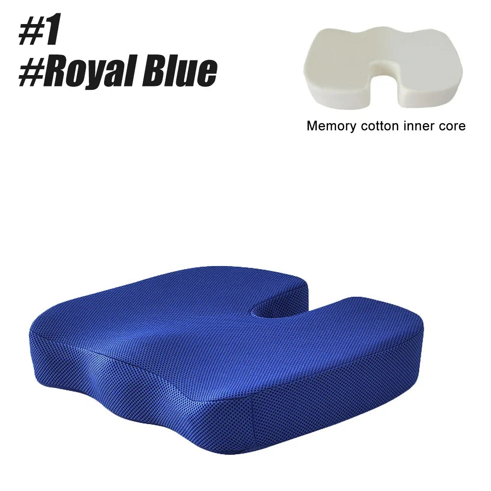 YUNEXA U-Shaped Memory Foam Seat Cushion for tailbone pain relief with breathable mesh cover.