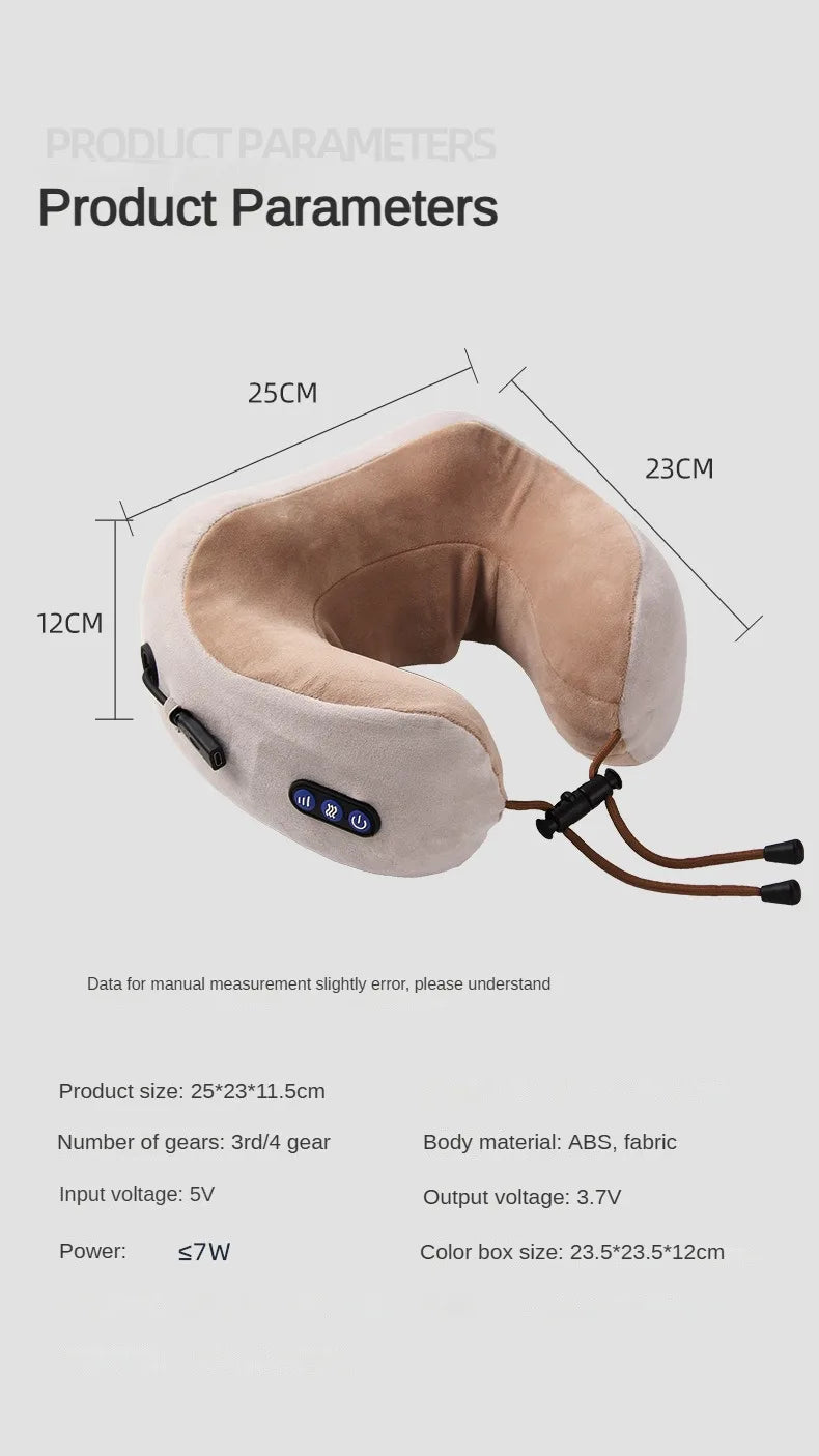 YUNEXA U-Shaped Rechargeable Neck Massager Pillow – Portable Shoulder and Cervical Massager for Relaxation and Comfort