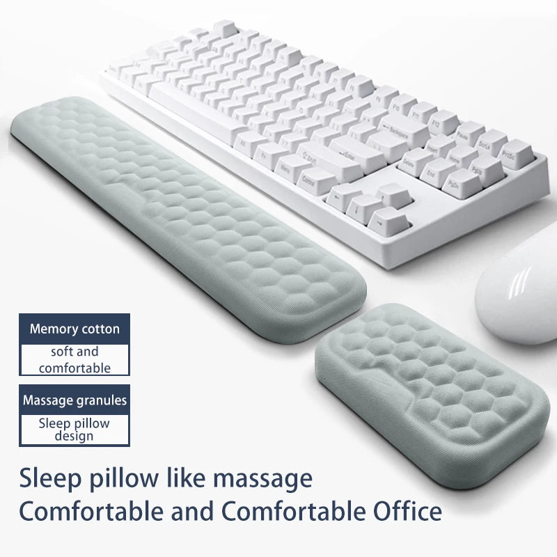 YUNEXA ergonomic keyboard and mouse wrist rest with memory foam and non-slip base for typing and gaming comfort.