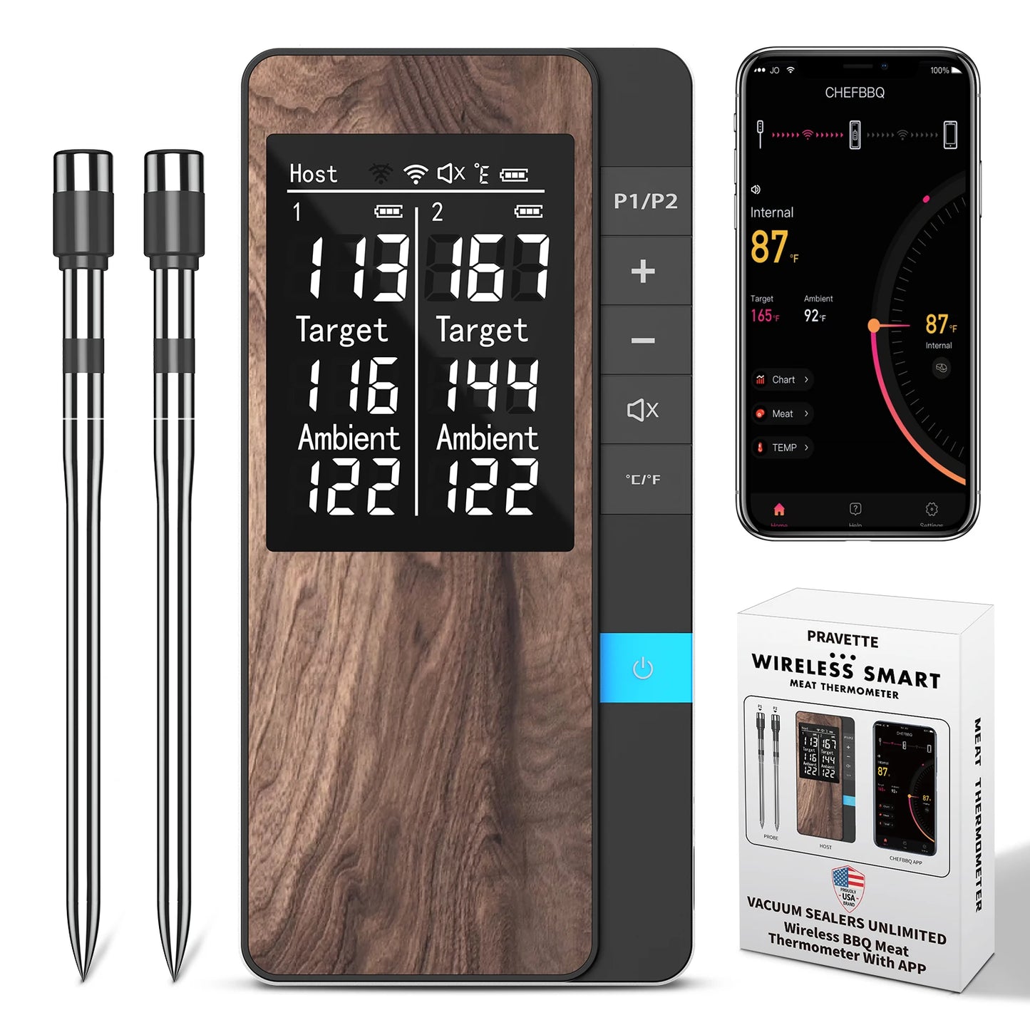 YUNEXA™ Smart Wireless Meat Thermometer Pro | Bluetooth Digital BBQ & Oven