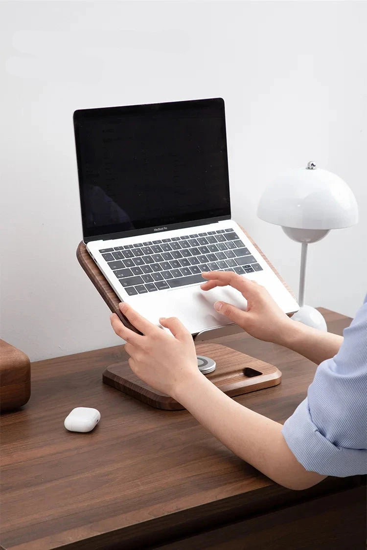 YUNEXA ErgoFold – Hochwertiger Laptop- und Leseständer aus Holz für Zuhause und das Büro