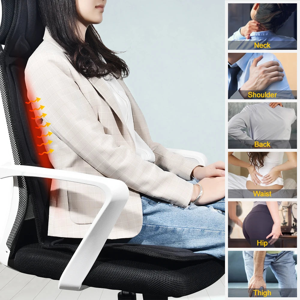 YUNEXA Elektrisches Rückenmassage-Stuhlkissen – Infrarot-Ganzkörper-Heizvibrator für Auto, Zuhause und Büro