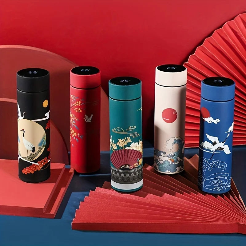 Retro Smart Temperature Display Insulated Bottle – YUNEXA Stainless Steel Thermal Water Flask